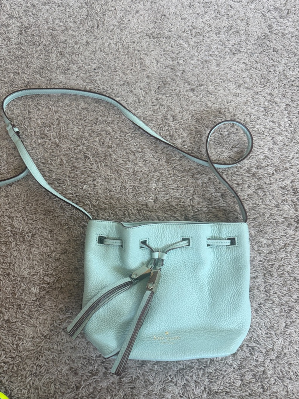 Kate Spade  light blue Leather Crossbody Drawstring